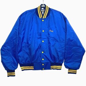 Vintage Westwind Letterman Jacket Mens Size XL Blue Yellow Satin Snap Front